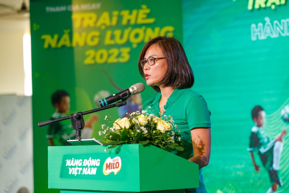 Nestlé MILO tổ chức Trại hè năng lượng 2023 (E-Camp) – Trung Tâm Rèn Ý Chí cho hàng ngàn trẻ em trên toàn quốc 4 Ba Tran Thi Chinh Truong phong Dich vu Marketing Cong ty Nestle Viet Nam chia se tai su kien