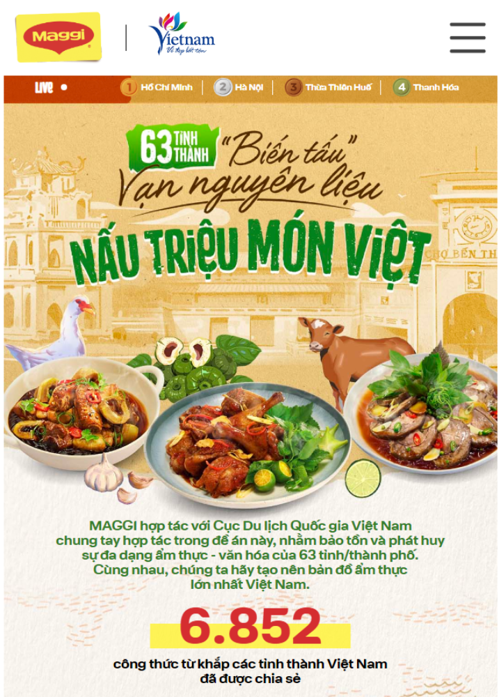 Nestlé-MAGGI và Cục Du lịch Quốc gia Việt Nam phát triển Bản đồ ẩm thực Việt 2 Ban do am thuc Bien tau Van nguyen lieu Nau trieu mon Viet duoc ra mat chinh thuc ngay 08 09 2023 voi ky vong tro thanh ban do am thuc truc tuyen lon nhat Viet Nam