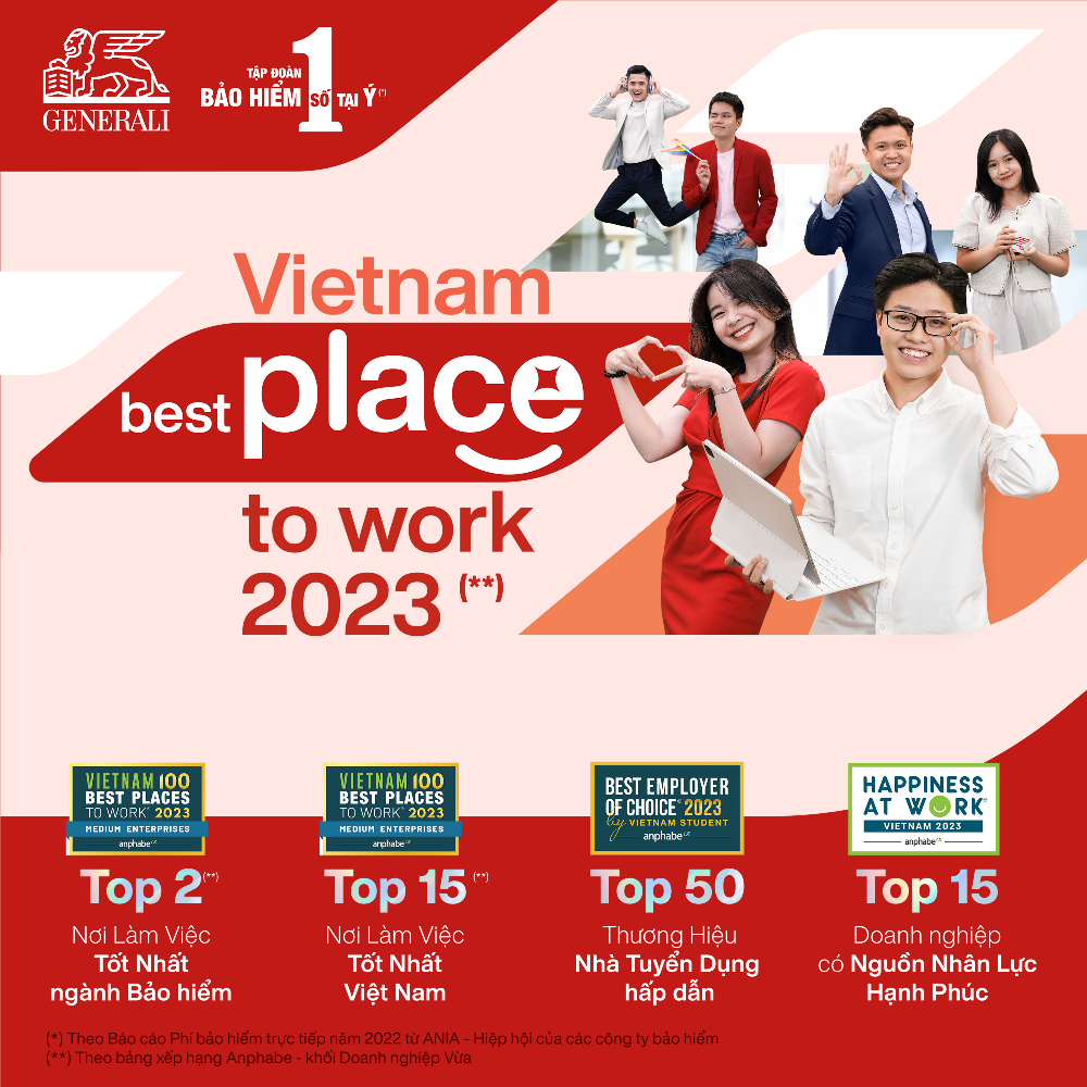 Generali Việt Nam được vinh danh với 4 giải thưởng trong Top “Nơi làm việc tốt nhất Việt Nam 2023” 3 5 KV Best Place to Work